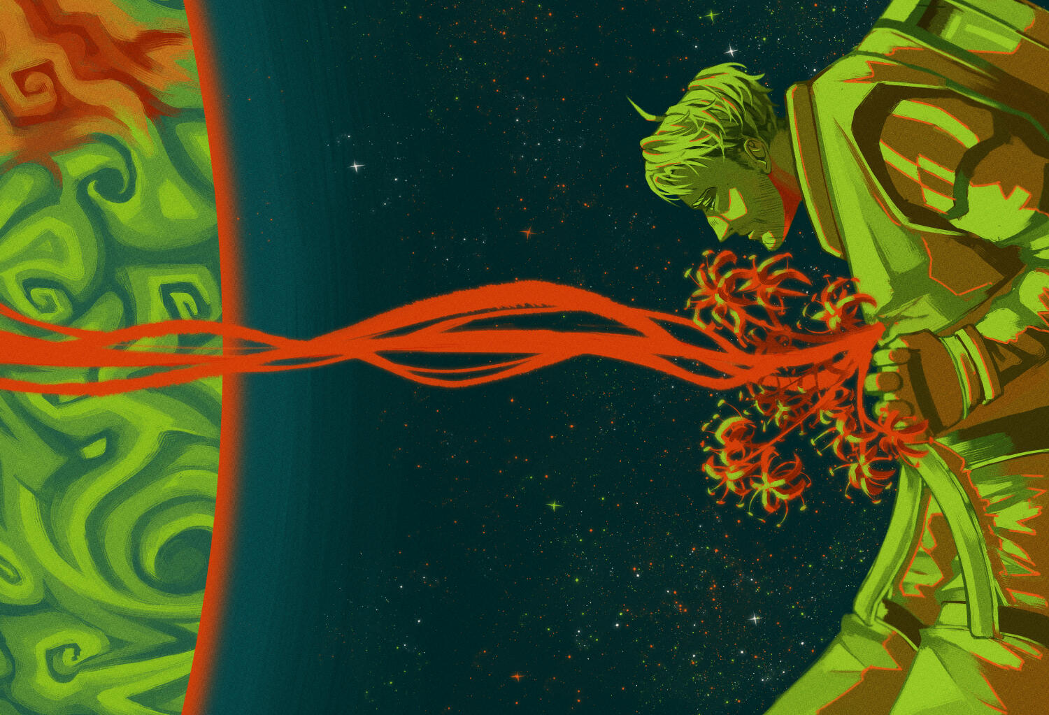 Project Hail Mary by Andy Weir. Cover variant #3 made for my rebinding of the book